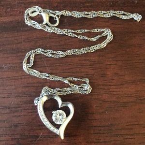 Heart shaped silver necklace